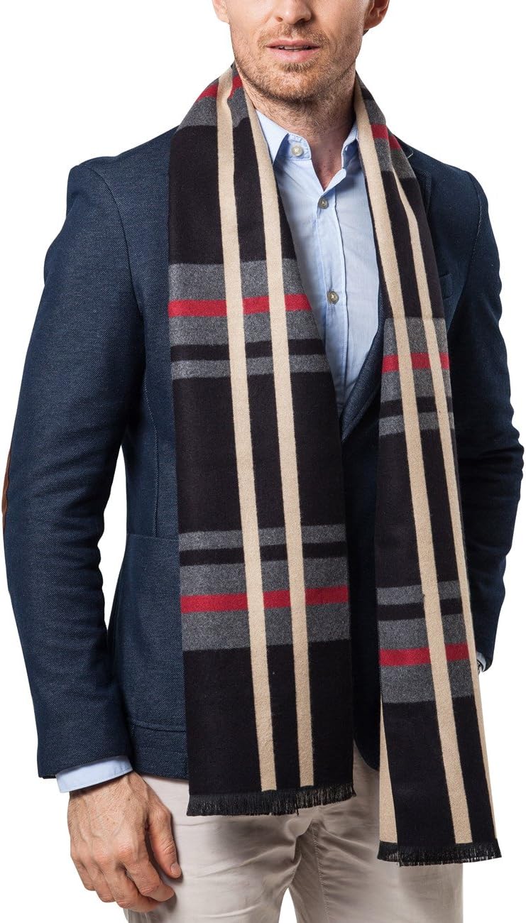 Shubb Men's Fashion Scarves for Winter Cashmere Feel Scarf for Men 70.8 * 11.8 IN - Image 3